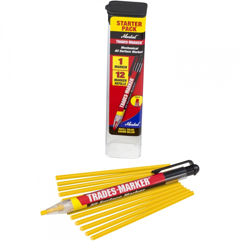 pics/Markal/Trades-Marker refills 12/markal-trades-marker-grease-pencil-12-coloured-refills-yellow.jpg